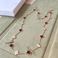 [Aethel]CLOVER 20 MOTIFS LASER CARNELIAN NECKLACE