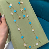 [Aethel]CLOVER 20 MOTIFS TURQUOISE DIAMOND NECKLACE