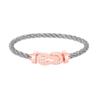 [Aethel]CHANCE LARGE 8 FIGURE BUCKLE HALF DIAMOND BRACELET ROSE GOLD