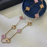 [Aethel]CLOVER 10 MOTIFS  LASER PINK MOP NECKLACE