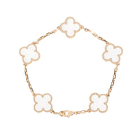 [Aethel]CLOVER 5 MOTIF ROCK CRYSTAL PINK GOLD BRACELET