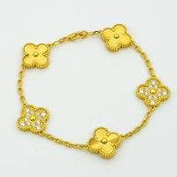 [Aethel]CLOVER BRACELET 5 MOTIFS GOLD DIAMOND