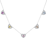 [Aethel]Sparkling Five Heart Necklace