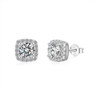 [Aethel]Classic Round Center Stone Stud Earrings
