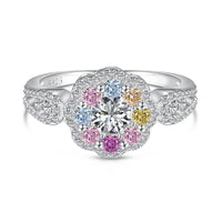 [Aethel]Delicate Colorful Round Cut Flower Shape Wedding Ring