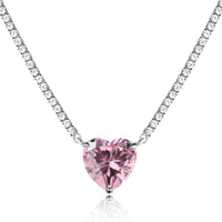 [Aethel]8.0 Carat Versatile Colorful Sweet Heart-Shaped Tennis Necklace