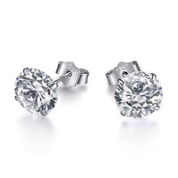 [Aethel]Stylish Shiny Round Center Stone Stud Earrings