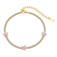 [Aethel]Sparkling Flower Shape Tennis Bracelet