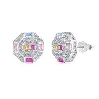 [Aethel]Ornate Colorful Octagon Shape Daily Earrings