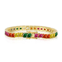 [Aethel]Radiant Colorful Princess Cut Tennis Bracelet