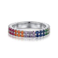[Aethel]Unique Colorful Round Cut Tennis Ring