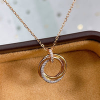 [Aethel]TRINITY NECKLACE SILVER GOLD PINK GOLD DIAMONDS