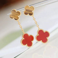 [Aethel]CLOVER  2 MOTIF  TIGER EYE CARNELIAN EARRINGS