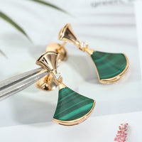 [Aethel]DREAM MALACHITE PINK GOLD EARRINGS