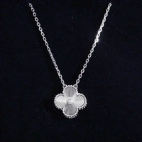 [Aethel]CLOVER  15MM DIAMOND LASER NECKLACE SILVER
