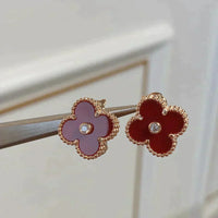 [Aethel]CLOVER MEDIUM 1 MOTIFS CARNELIAN  DIAMOND earrings
