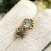 [Aethel]CLOVER MINI 9.5MM GRAY MOP EARRINGS