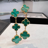 [Aethel]CLOVER MALACHITE 3 MOTIFS GOLD