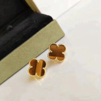 [Aethel]CLOVER MEDIUM 1 MOTIFS TIGER EYE EARRINGS