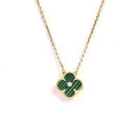 [Aethel]CLOVER 15MM DIAMOND TURQUOISE NECKLACE