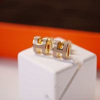 [Aethel]MINI POP H GOLD EARRINGS GREY