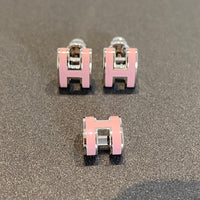 [Aethel]MINI POP H SILVER EARRINGS PINK