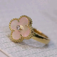 [Aethel]CLOVER PINK MOP RING GOLD DIAMOND