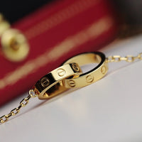 [Aethel]LOVE NECKLACE DOUBLE RING GOLD