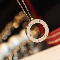 [Aethel]LOVE NECKLACE 16MM 6 DIAMONDS PINK GOLD