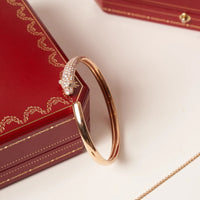 [Aethel]PANTHERE ROSE GOLD DIAMOND OPEN BRACELET