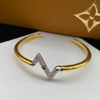 [Aethel]VOLTE UPSITE DOWN DIAMOND GOLD OPEN BRACELET