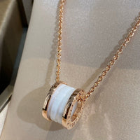[Aethel]ZERO 1 WHITE CERAMIC PINK GOLD NECKLACE