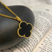 [Aethel]CLOVER 25MM NECKLACE GOLD ONYX