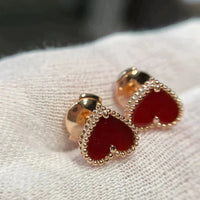 [Aethel]HEART CARNELIAN STUD EARRINGS