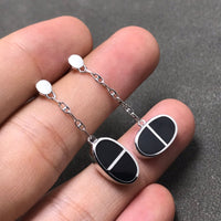 [Aethel]CHAINE VERSO BLACK CERAMIC SILVER EARRINGS