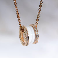 [Aethel]ZERO 1 WHITE CERAMIC PINK GOLD DIAMOND NECKLACE