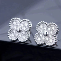 [Aethel]CLOVER 1 MOTIFS DIAMOND STUD EARRINGS SILVER