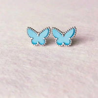 [Aethel]BUTTERFLY TURQUOISE EARRINGS SILVER