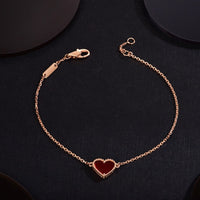 [Aethel]HEART CARNELIAN PINK GOLD BRACELET