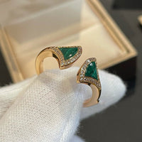 [Aethel]DREAM MALACHITE DIAMOND OPEN RING