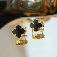 [Aethel]CLOVER MEDIUM 1 MOTIFS  ONYX STUD EARRINGS