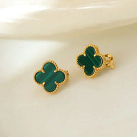 [Aethel]CLOVER MEDIUM 1 MOTIFS MALACHITE  EARRINGS