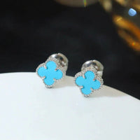 [Aethel]CLOVER MINI 9.5MM ONYX STUD EARRINGS SILVER