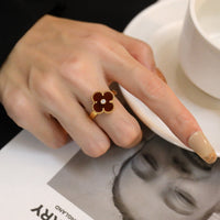[Aethel]CLOVER CARNELIAN RING ROSE GOLD DIAMOND