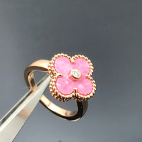 [Aethel]CLOVER RHODONITE ROSE GOLD RING