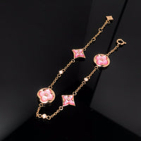 [Aethel]STAR AND SUN 4 MOTIF PINK MOP PINK GOLD BRACELET