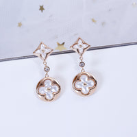 [Aethel]STAR AND SUN PINK GOLD MOP DROP EARRINGS