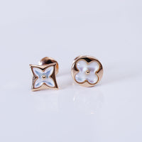 [Aethel]STAR AND SUN PINK GOLD MOP STUD EARRINGS