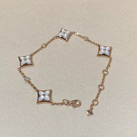 [Aethel]STAR 4 MOTIF MOP DIAMOND PINK GOLD BRACELET