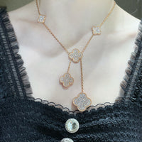 [Aethel]CLOVER 6 MOTIF DIAMOND PAVED NECKLACE